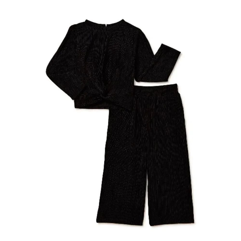 Toddler Girls Plush Ribbed Velour Top & Bottom 2-Piece Set Size 2T
